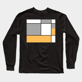 Squares and Rectangles  Gold , Grey, and White Long Sleeve T-Shirt